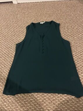 Maurices Dark Teal Sleeveless V-Neck Button-Front Blouse